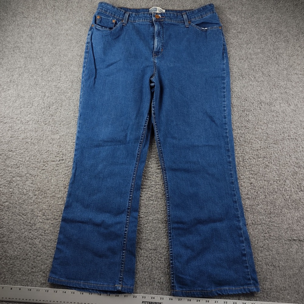 Levis Jeans Womens 18 Medium Bootcut Blue At Waist Stretch 35x27 High Waisted